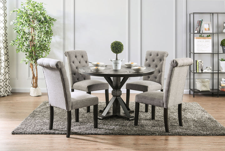 Furniture Of America Alfred Antique Black/Ivory Rustic Round Table Model CM3735RT - MONAVILLA