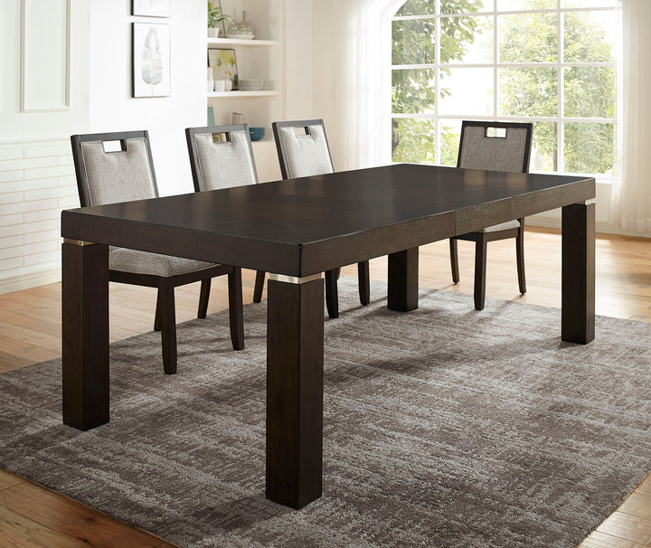 Furniture Of America Caterina Dark Walnut/Beige Contemporary Dining Table With 1 X 18" Leaf Model CM3784T - MONAVILLA