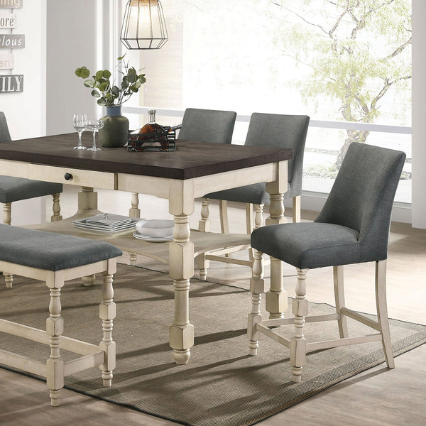 Furniture Of America Plymouth Ivory/Dark Gray Rustic Counter Height Table Model CM3979PT - MONAVILLA