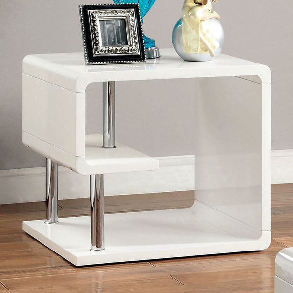 Furniture Of America Ninove White/Chrome Contemporary End Table Model CM4057E - MONAVILLA