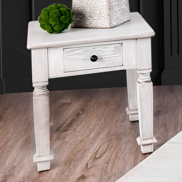 Furniture Of America Joliet Antique White Transitional End Table Model CM4089E - MONAVILLA