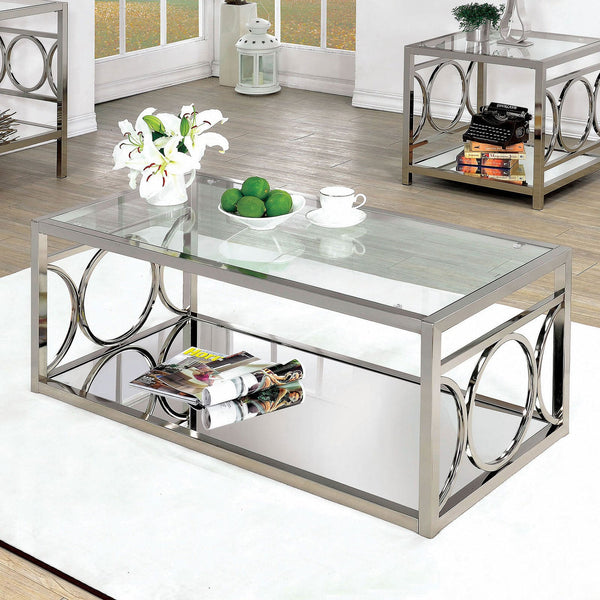 Furniture Of America Rylee Chrome Contemporary Coffee Table, Chrome Model CM4166CRM-C - MONAVILLA
