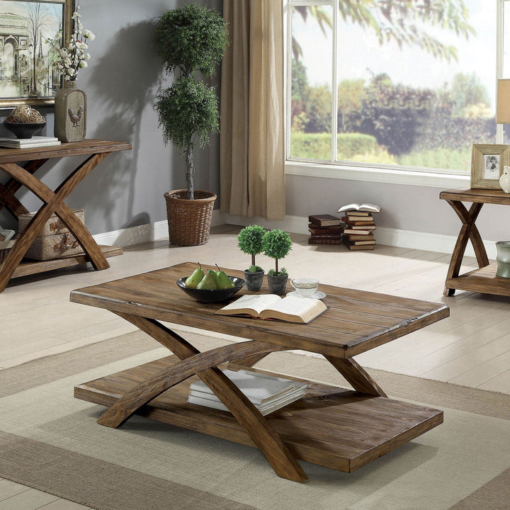 Furniture Of America Bryanna Antique Light Oak Rustic 3-Piece Set (1C + 2E) Model CM4178-3PK - MONAVILLA
