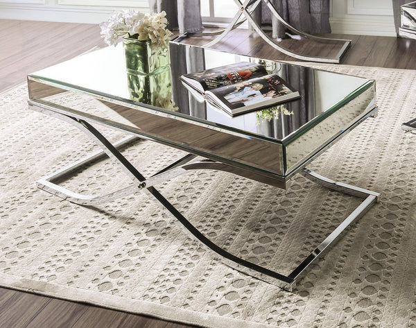 Furniture Of America Sundance Chrome Contemporary Coffee Table, Chrome Model CM4230CRM-C - MONAVILLA
