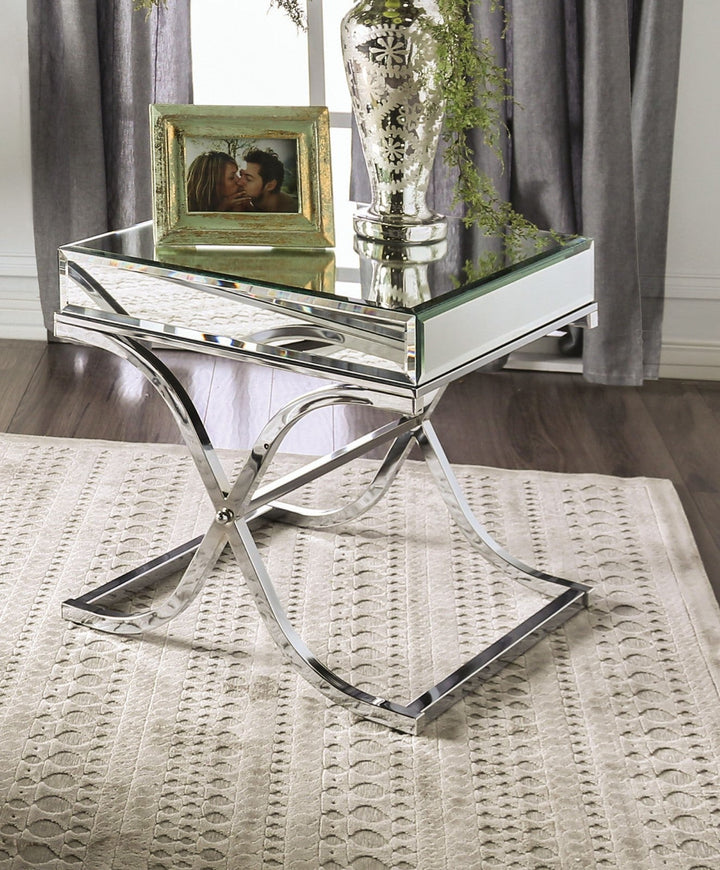 Furniture Of America Sundance Chrome Contemporary End Table, Chrome Model CM4230CRM-E - MONAVILLA