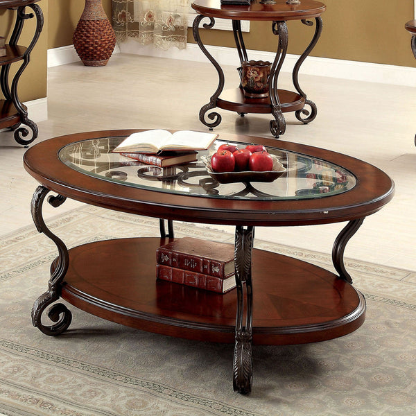 Furniture Of America May Brown Cherry Traditional Coffee Table Model CM4326C - MONAVILLA