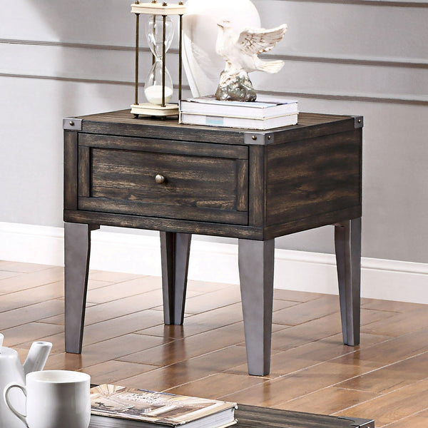 Furniture Of America Piedmont Dark Oak Industrial End Table Model CM4387E - MONAVILLA