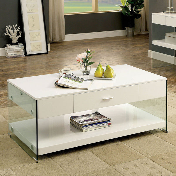 Furniture Of America Raya White Contemporary Coffee Table Model CM4451WH-C - MONAVILLA