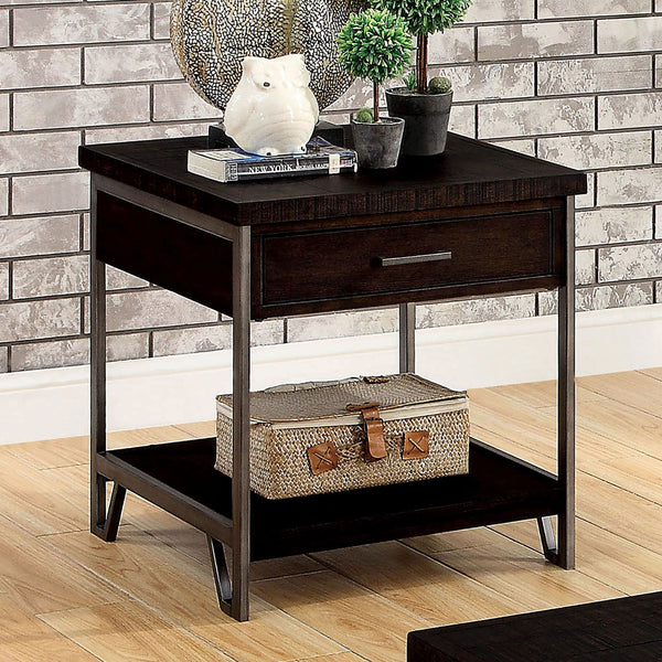 Furniture Of America Wasta Dark Oak Industrial End Table Model CM4499E - MONAVILLA