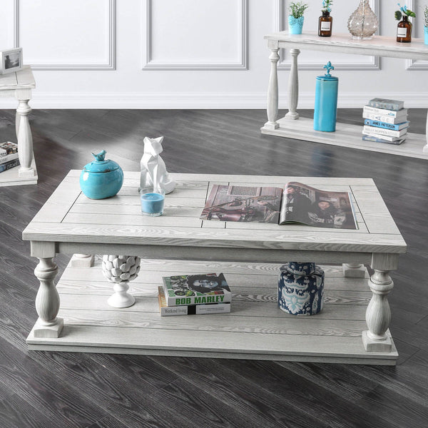 Furniture Of America Arlington Antique White Rustic Coffee Table Model CM4520C - MONAVILLA