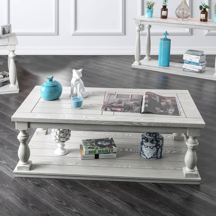 Furniture Of America Arlington Antique White Rustic Coffee Table Model CM4520C - MONAVILLA