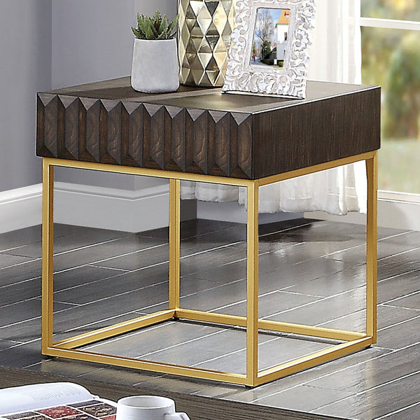 Furniture Of America Augsburg Walnut/Gold Contemporary End Table Model CM4545WN-E - MONAVILLA