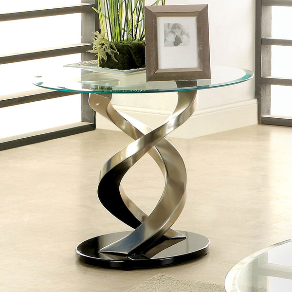 Furniture Of America Nova Satin Plated/Black Contemporary End Table Model CM4729E - MONAVILLA