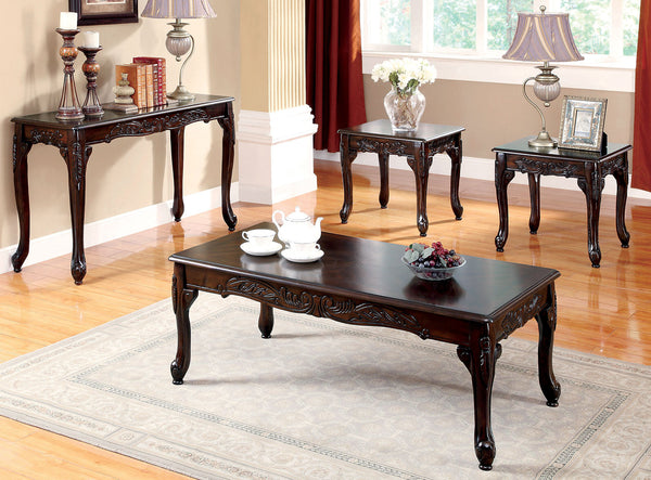 Furniture Of America Cheshire Dark Cherry Traditional 3-Piece Coffee Table Set Model CM4914-3PK - MONAVILLA