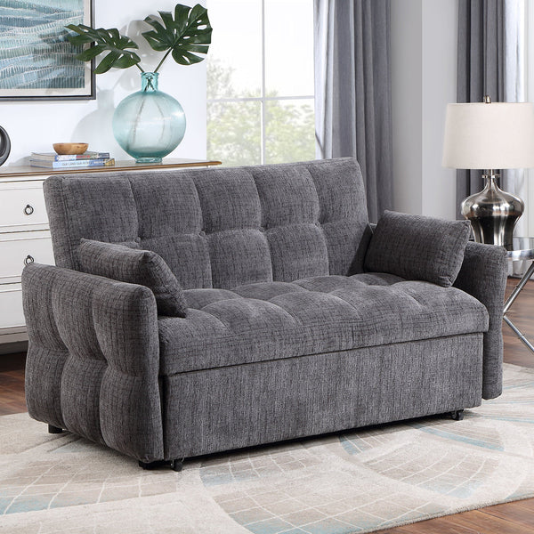 Furniture Of America Lanberis Gray Transitional Futon Sofa With Pillows, Gray Model CM6255GY Default Title