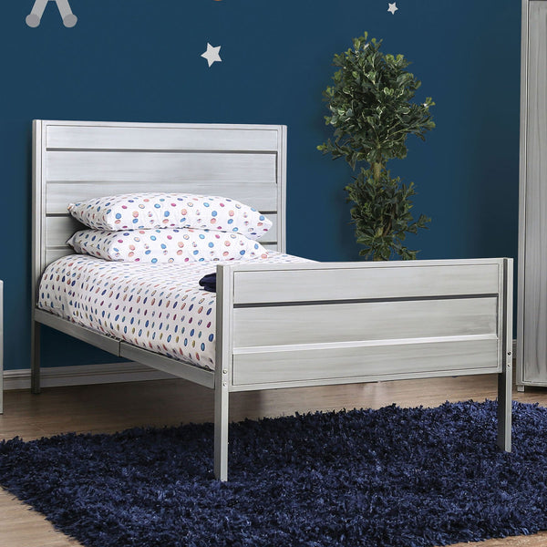 Furniture Of America Mccredmond Hand Brushed Silver Industrial Twin Bed Model CM7075T - MONAVILLA