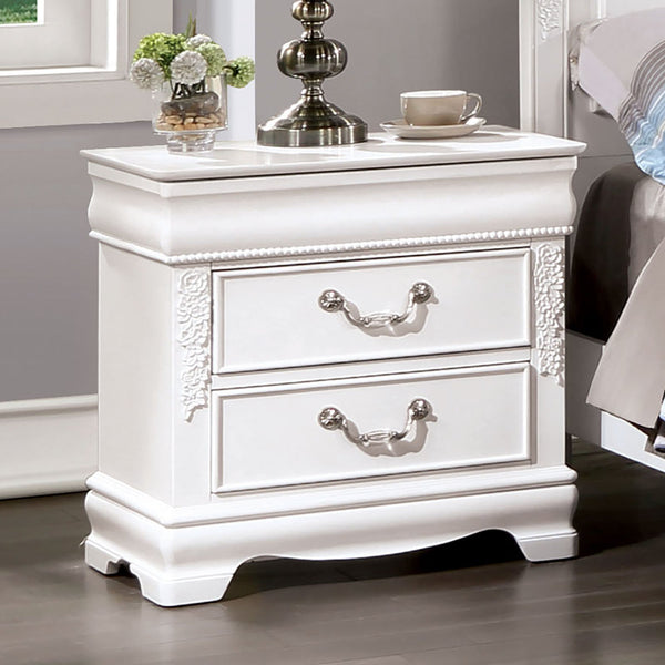 Furniture Of America Alecia White Transitional Night Stand With Usb, White Model CM7458WH-N - MONAVILLA