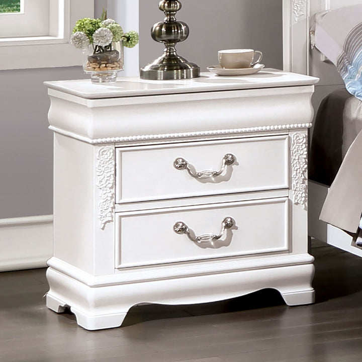 Furniture Of America Alecia White Transitional Night Stand With Usb, White Model CM7458WH-N - MONAVILLA