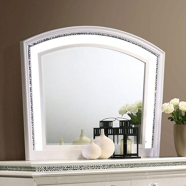 Furniture Of America Maddie Pearl White Contemporary Arched Mirror Model CM7899M - MONAVILLA