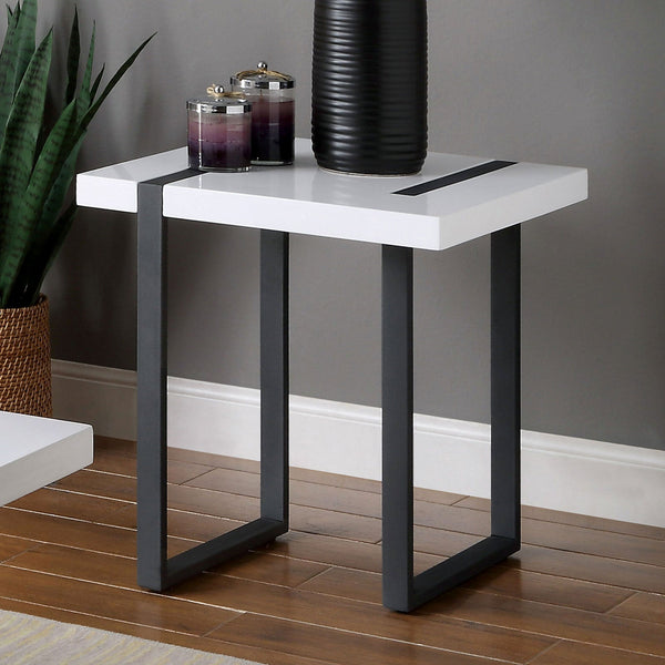 Furniture Of America Eimear White/Black Contemporary End Table Model FOA4403E - MONAVILLA