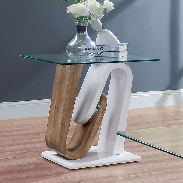 Furniture Of America Batam White/Natural Tone Contemporary End Table Model FOA4748E-TABLE - MONAVILLA