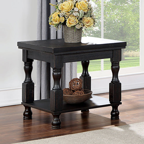 Furniture Of America Calandra Antique Black Rustic End Table, Antique Black Model FOA4908BK-E - MONAVILLA