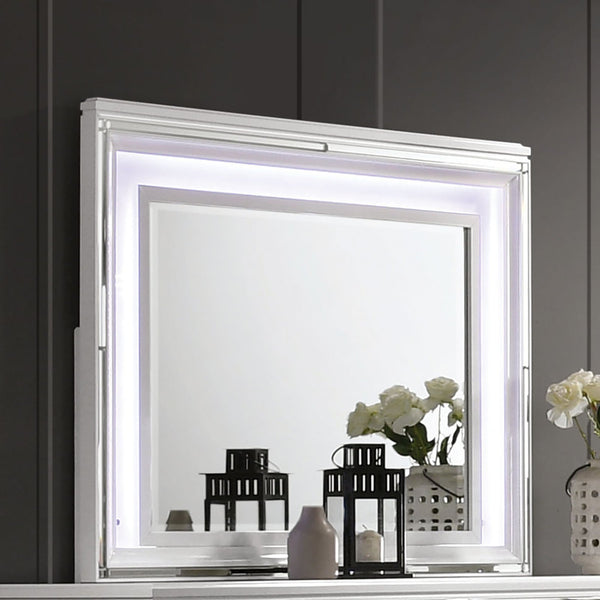 Furniture Of America Emmeline White Contemporary Mirror With Led Lights, White Model FOA7147WH-M - MONAVILLA