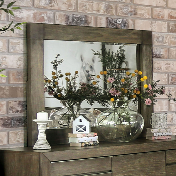 Furniture Of America Bridgewater Light Walnut Transitional 5Mm Beveled Mirror Model FOA7490M - MONAVILLA