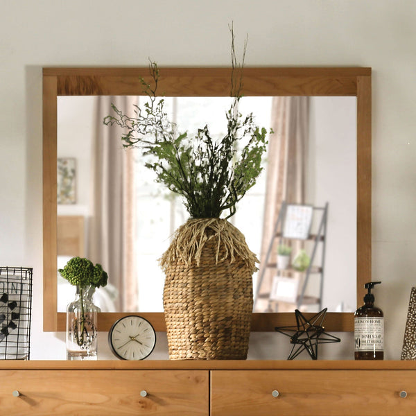 Furniture Of America Willamette Light Oak Mid-Century Modern Mirror Model FOA7602M - MONAVILLA