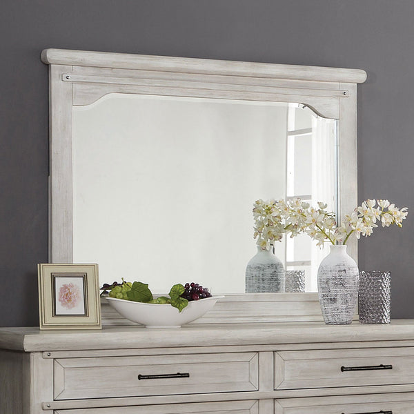 Furniture Of America Shawnette Antique White Transitional 5Mm Beveled Mirror Model FOA7924M - MONAVILLA
