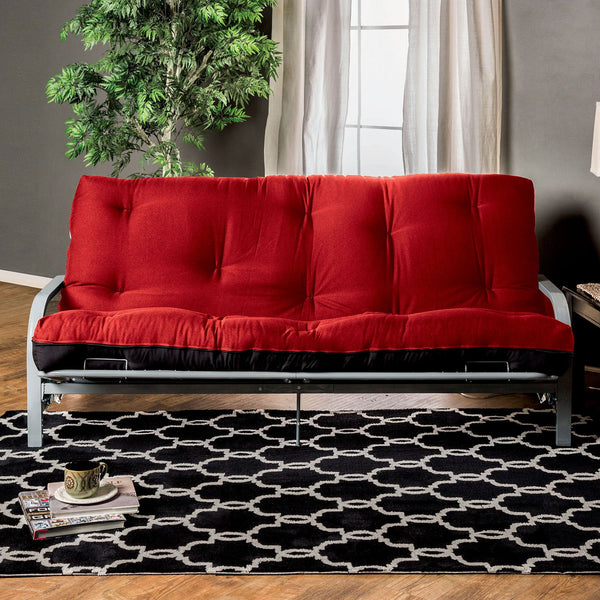 Furniture Of America Knox Red/Black Contemporary 8" Red Black Futon Mattress With Inner Spring Model FP-2415BR Default Title