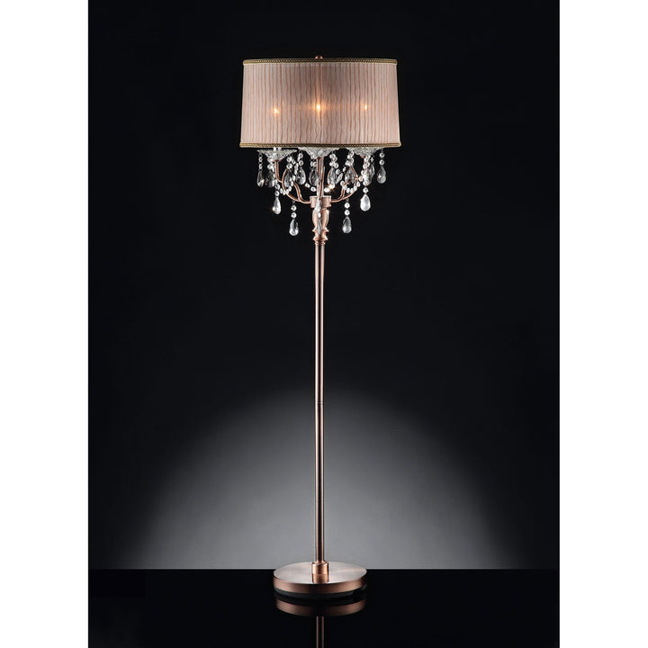 Furniture Of America Cecelia Copper Traditional Floor Lamp, Hanging Crystal Model L95126F - MONAVILLA