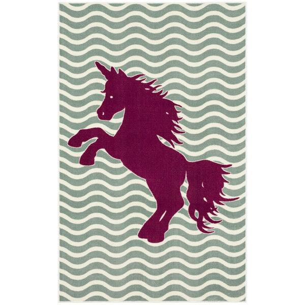 Furniture Of America Baron Sage Green/Fuchsia Novelty 5' X 8', Area Rug, Horse, Sage Green Fuchsia Model RG8202 Default Title