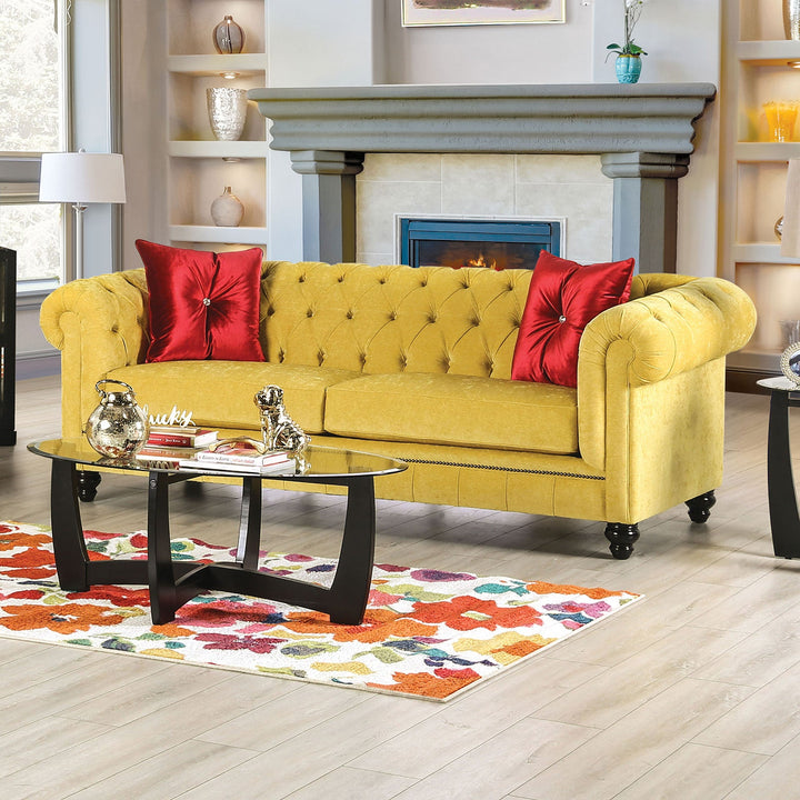 Furniture Of America Eliza Royal Yellow/Red Glam Sofa Model SM2284-SF - MONAVILLA