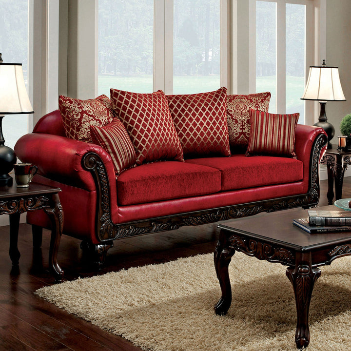 Furniture Of America Marcus Red Traditional Sofa Model SM7640N-SF - MONAVILLA