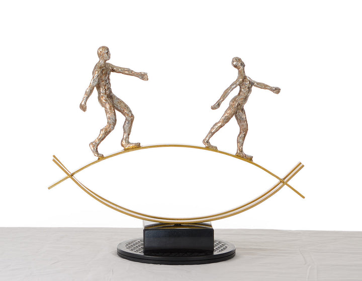 SZ0241 Modern Bronze Acrobats Tightrope Sculpture - MONAVILLA