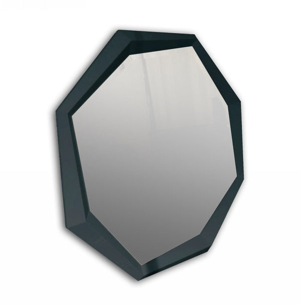 A&X Octagon Modern Black Crocodile Lacquer Mirror - MONAVILLA