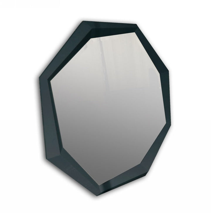 A&X Octagon Modern Black Crocodile Lacquer Mirror - MONAVILLA