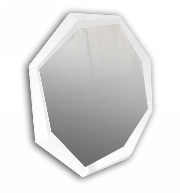 A&X Octagon Modern White Crocodile Lacquer Mirror - MONAVILLA