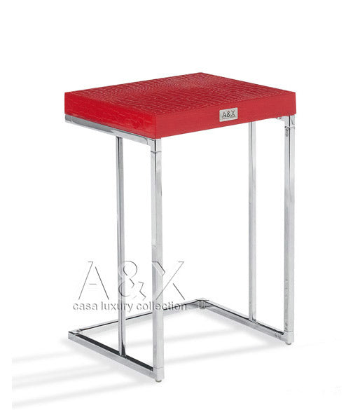 A&X Amelia Modern Red Crocodile Lacquer Nesting Table Set - MONAVILLA
