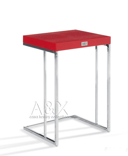 A&X Amelia Modern Red Crocodile Lacquer Nesting Table Set - MONAVILLA