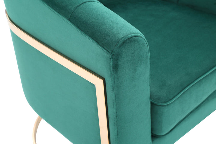 Modrest Trask Modern Green Velvet & Rosegold Accent Chair - MONAVILLA