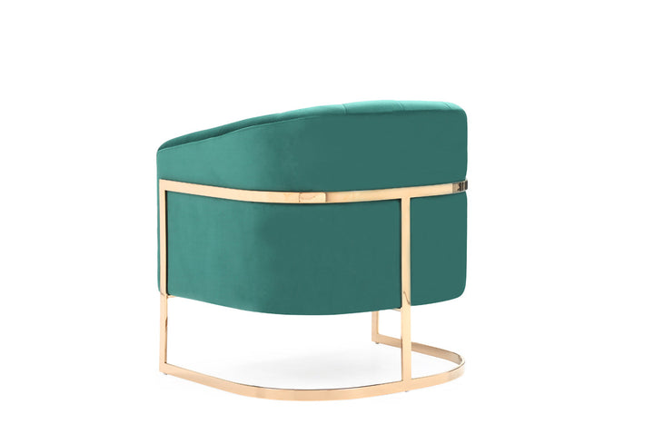 Modrest Trask Modern Green Velvet & Rosegold Accent Chair - MONAVILLA