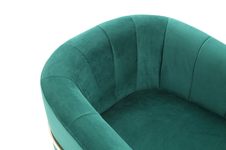 Modrest Trask Modern Green Velvet & Rosegold Accent Chair - MONAVILLA