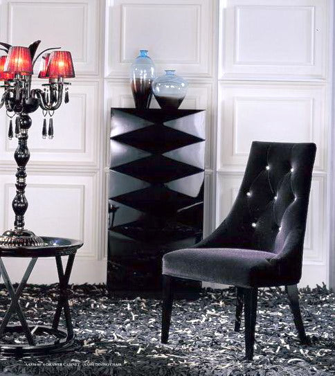 A&X Charlotte Black Velour Dining Chair (Set of 2) - MONAVILLA