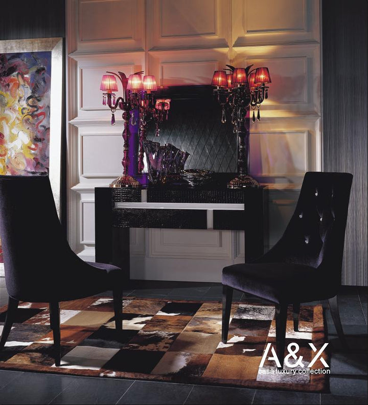 A&X Charlotte Black Velour Dining Chair (Set of 2) - MONAVILLA
