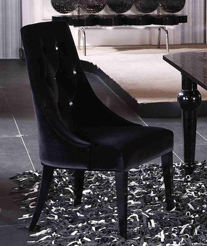 A&X Charlotte Black Velour Dining Chair (Set of 2) - MONAVILLA