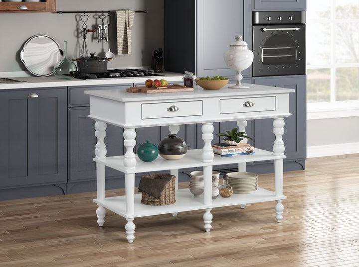 ACME Rorratt Marble & White Finish Kitchen Island Model AC00186 - MONAVILLA