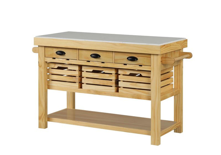 ACME Grovaam Marble & Natural Finish Kitchen Island Model AC00188 - MONAVILLA