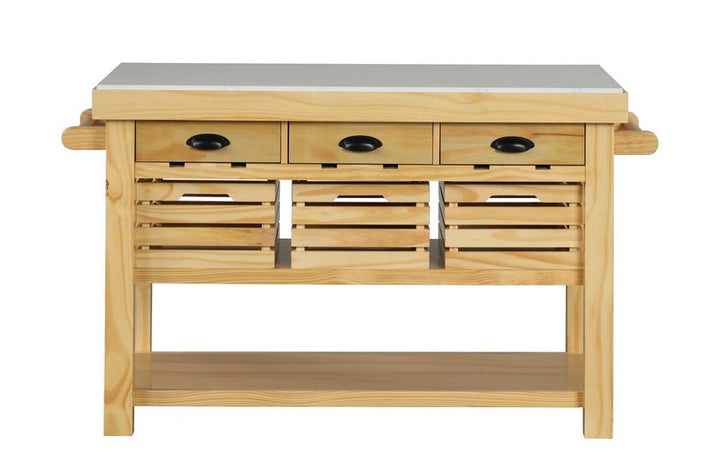 ACME Grovaam Marble & Natural Finish Kitchen Island Model AC00188 - MONAVILLA